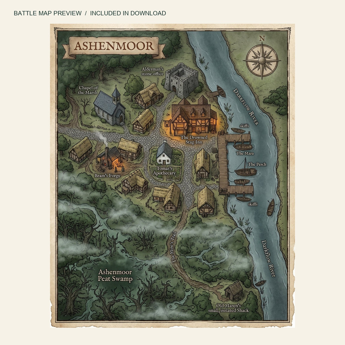 Actual map included with The Beast of Ashenmoor