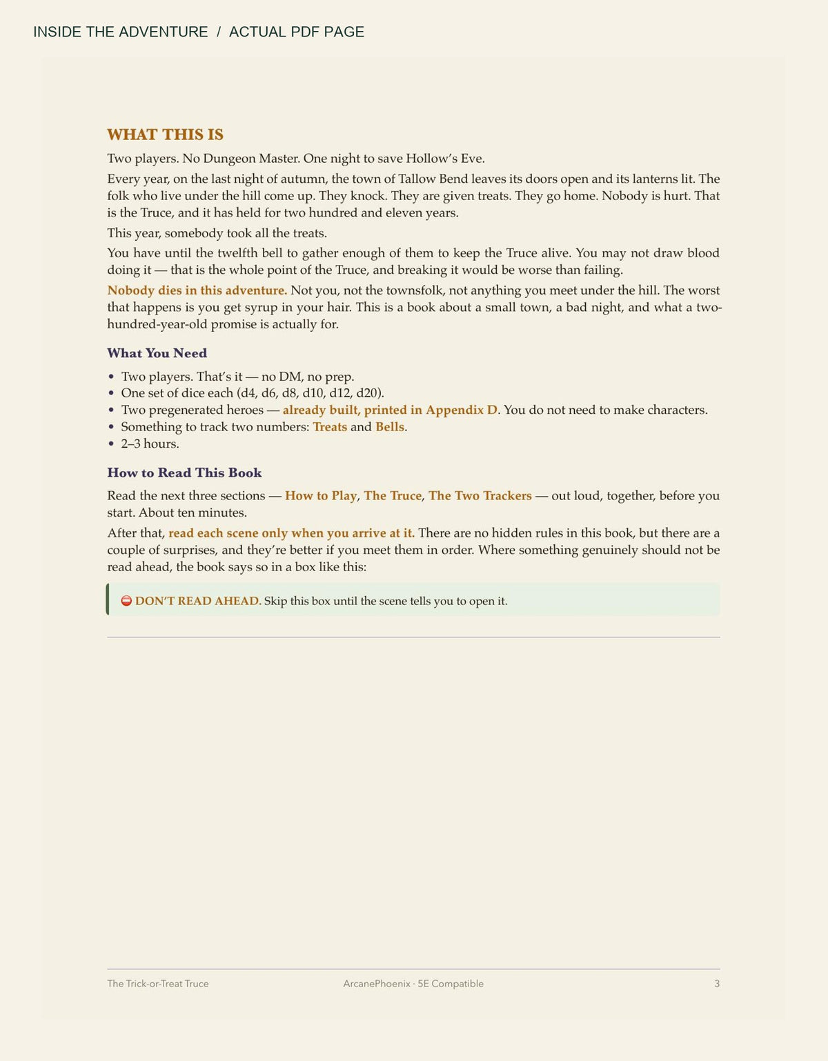Actual page from The Trick-or-Treat Truce PDF