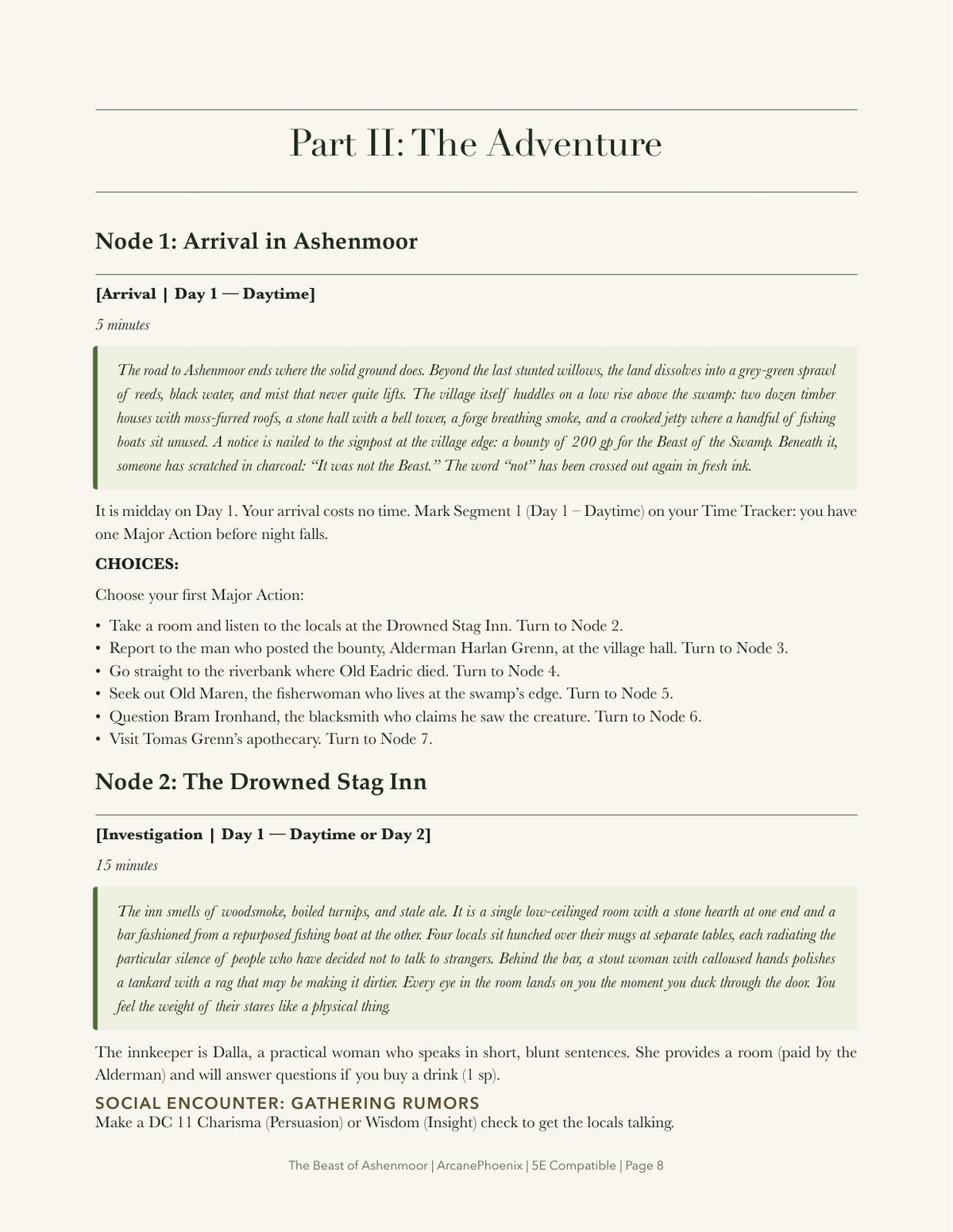 Actual page from the final 41-page The Beast of Ashenmoor adventure PDF